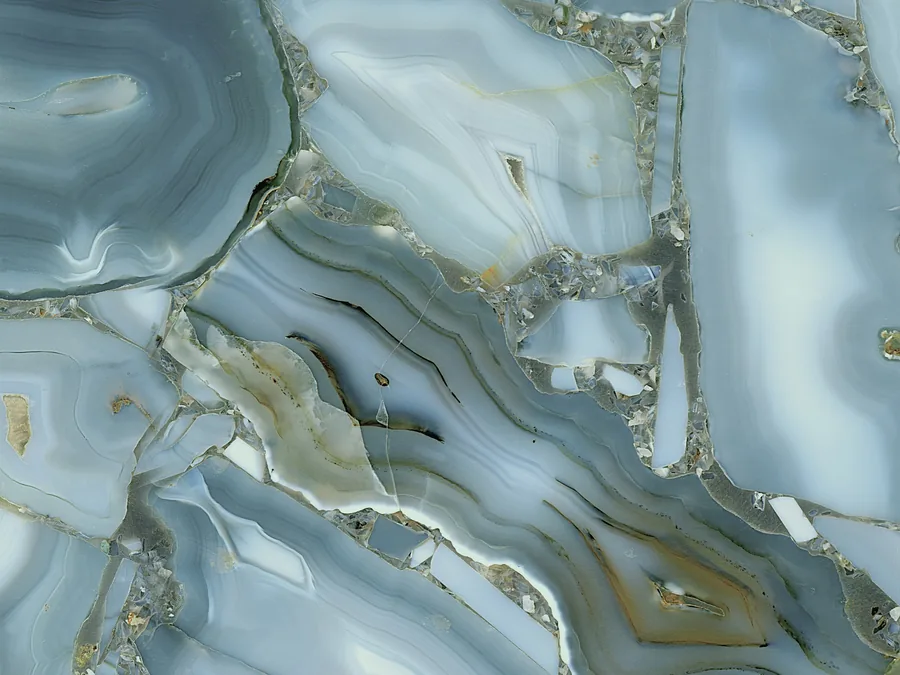 Crushed marble aggregate with visible veining, low to medium hardness