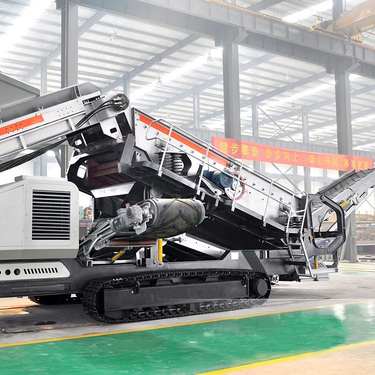 Tire type mobile crushing plant processing river stone for sand and gravel